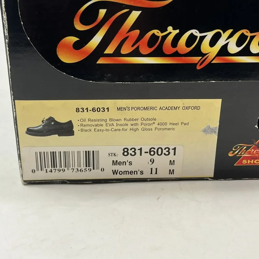 Thorogood Mens Academy Oxford Dress Shoes Size 9 M Black High Gloss Uniform